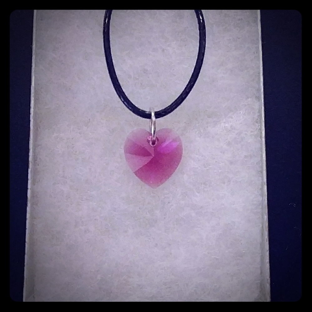 Persian Pink Crystal Heart Necklace